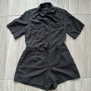 Banana Republic Women’s Black Short Sleeve Utility Romper Size 2 Drawstring